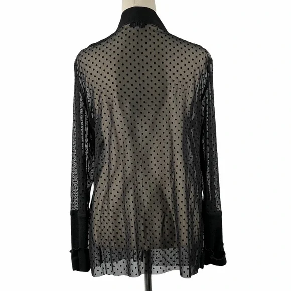 Sandra Soulos sheer black spot blouse. Size 12. - Picture 3 of 8
